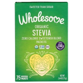Wholesome Sweeteners Organic Stevia, 75 Count Packets, Zero Calorie Sweetener Blend, Keto Friendly, Non GMO, Gluten Free & Vegan, 1 Pack