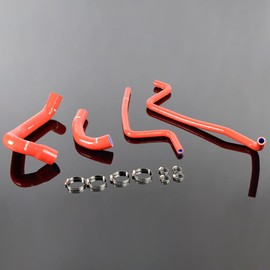 PIT66 Silicone Radiator Hose Kit,Compatible with Jeep Wrangler TJ 4.0L 1997-2001 Red with Clamps