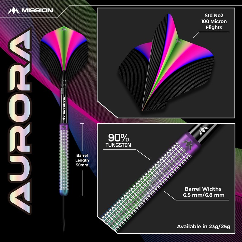Mission | Aurora Darts | Steel Tip | 90% Tungsten