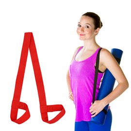 TrySalar Yoga Mat Strap Carrying Strap Adjustable Loops Holder Yoga Mat Straps Slap Band Harness Portable Shoulder Strap Fitness Pilates Stretch Straps for Carrying All Mat Sizes, red