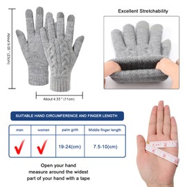 TAGVO Winter Touch Screen Knitted Warm Gloves Women Men, Warm Thermal Fleece Knit Stretchy Material, Elastic Cuff Winter Gloves for Skiing Cycling Hiking Driving Outdoor Sports