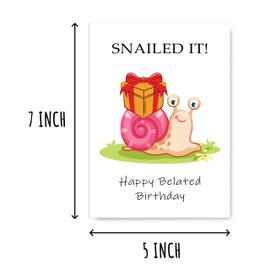 SMHGifts Snailed It - Happy Belated Birthday Card - Funny Belated Birthday Card - Cute snail Card - Snail Birthday Card - Greeting Card - Funny Card
