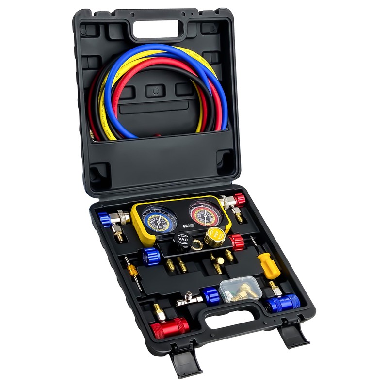 BACOENG AC R1234YF Gauge Set, Automotive 4 Way R1234yf Refrigerant