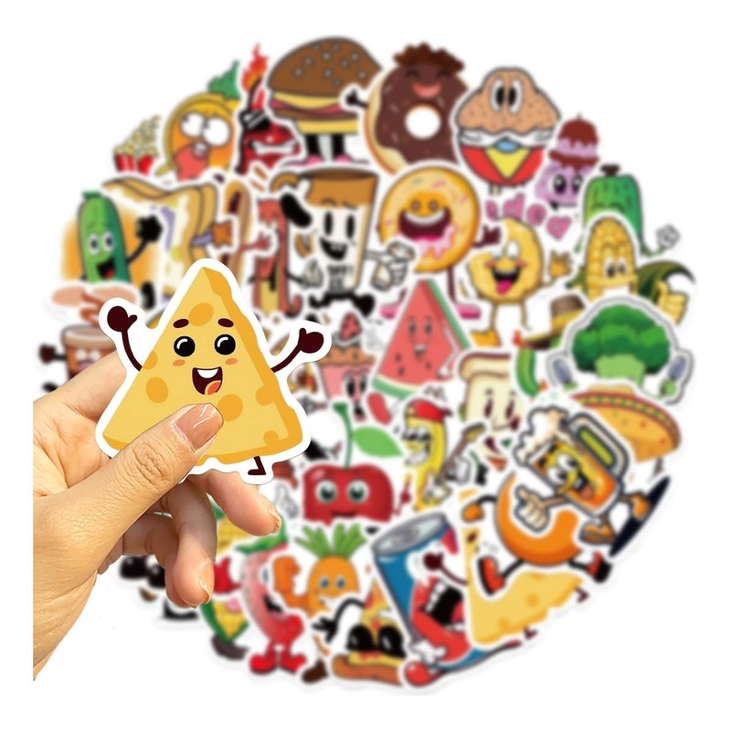 Comida Variada Cool Sabores Diversión Color 50 Calcomanías Stickers PVC