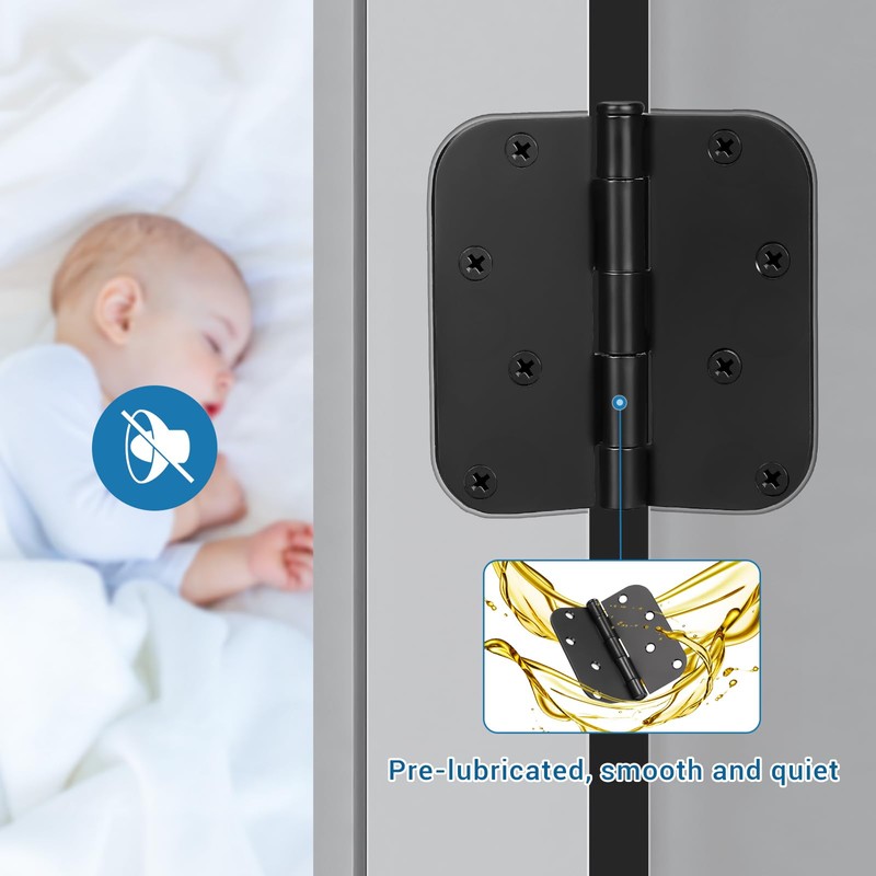 KNOBWELL 30 Pack Matte Black Door Hinges 4" x 4"