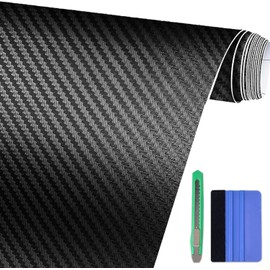 Arespark 3D Carbon Fiber Vinyl Wrap, Black Vinyl Wrap Film Carbon Fiber Sticker for Cars Automotive, Air Release Bubble Free Sheet Decals with Knife and Hand Tool (1ft X 5ft)