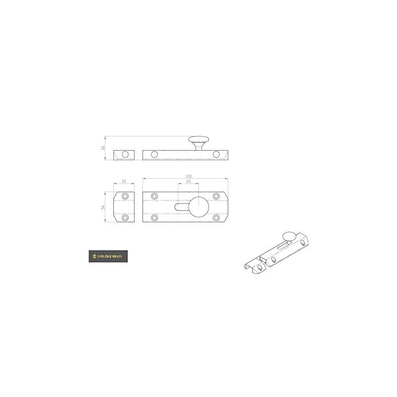 Carlisle Brass - 102mm (4") Heavy Duty Sliding Surface Door