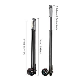 High Pressure Damper Pump with Pressure Gauge (Max 300 PSI), Mini Bicycle Pump 2 in 1 Bicycle Fork Pump Bicycle Tyre Pump, Portable Bicycle Damper Pump, Mini Pump for MTB, Road Bike Fork, Rear