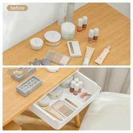 Poeland Under Desk Drawer Self-Stick Storage Organizer for Office Home School Large Size White
