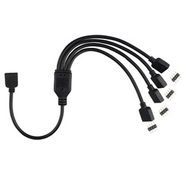 2 cables divisores LED de 4 pines de 4 vías flexibles, conector de 1 a 4 puertos hembra de extensión Y con 12 conectores macho de 4 pines para tira de luz LED RGB 5050 3528 2835 (30 cm), color negro