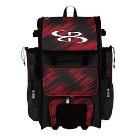 Boombah Superpack Hybrid Rolling Bat Bag - Scratch Black/Red - Wheeled & Backpack Version
