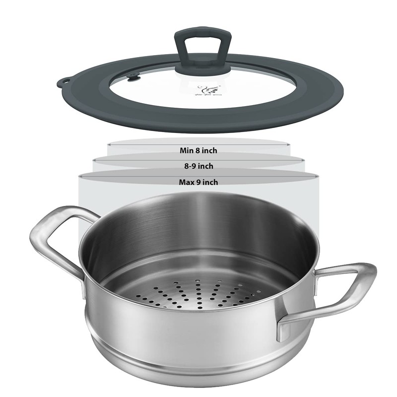Set of 2 Vented Tempered Glass Universal Lid for Pot