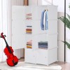 4-Tier Closet Storage Cabinet - White, 8-Cube, Hanging Rod &