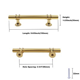 Bilindasly 3-3/4"(96mm) Cabinet Pulls Gold Dresser Pulls Kitchen Pulls Zinc Alloy Pulls Drawer Pulls Cupboard Wardrobe Furniture Pulls Hardware Drawer Handles, 2 Pack