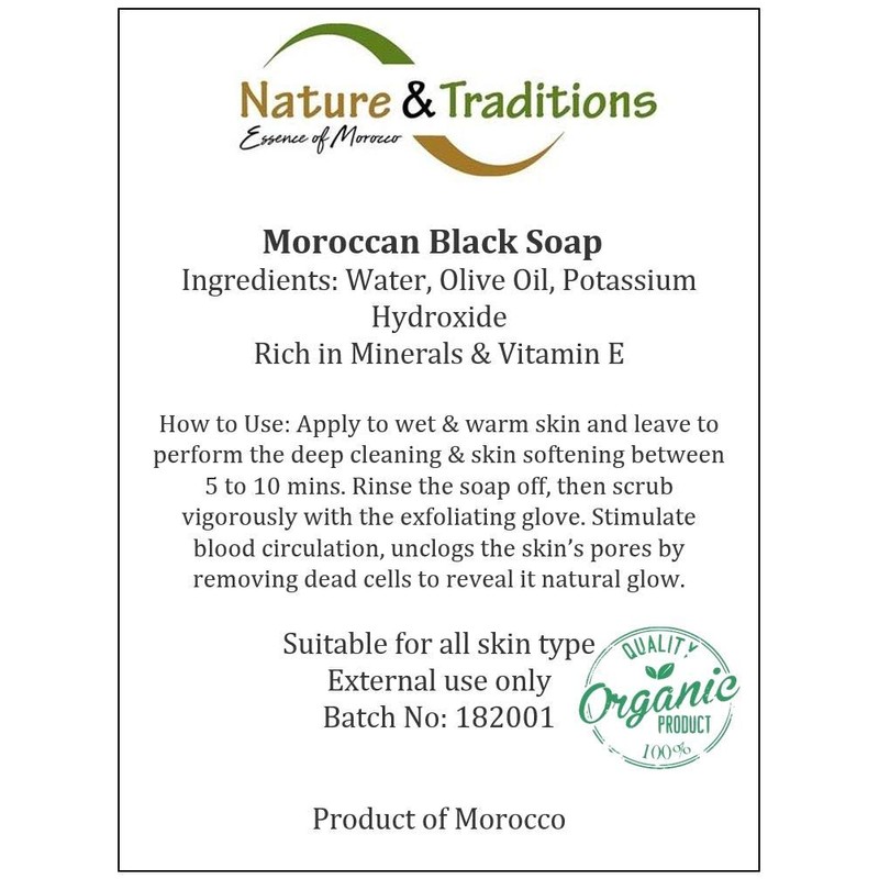 Organic Eco Friendly Pure Moroccan Olive Black Soap 50g Savon