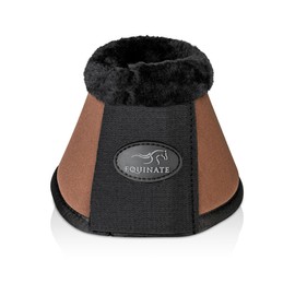Equinate Furlyn Bell Boots with Synthetic Lambskin, M, Brown, Robust and Shock-Absorbing Neoprene Jumping Bells, Hoof Protection for Training and Tournaments, Set of 2