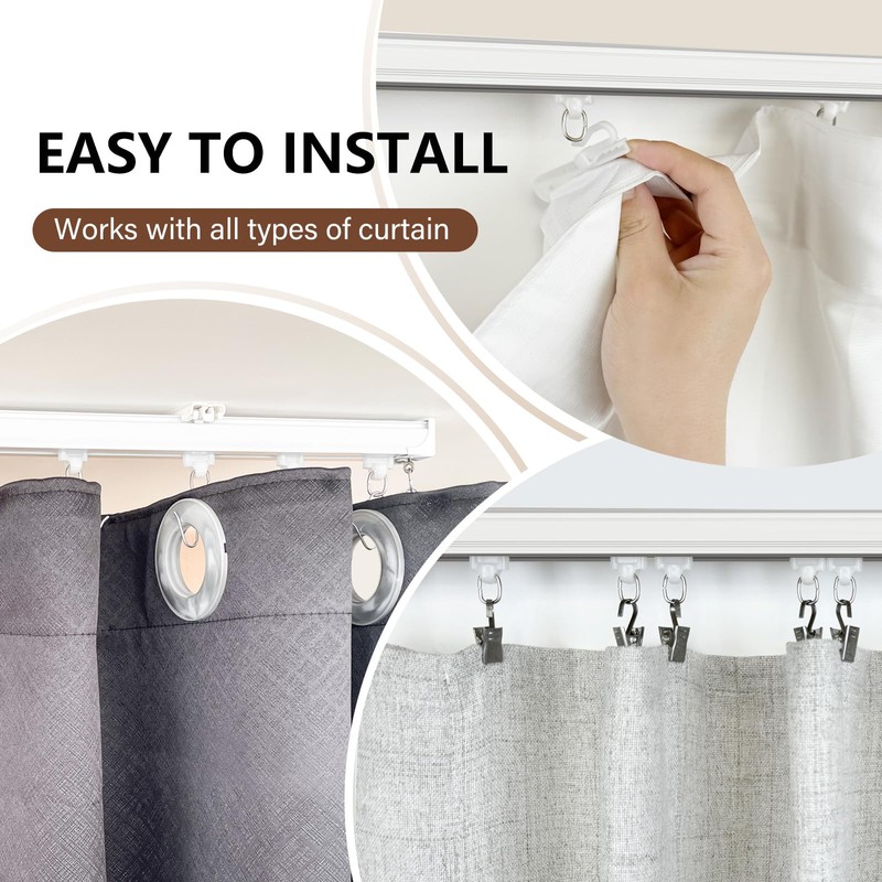 MaKefeile Ceiling Mount Curtains Track Room Divider Privacy Partition Separator