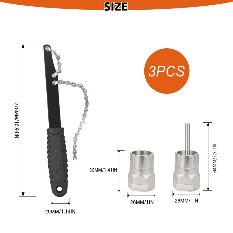 nutmanel Bicycle Chain Whip, 3 Pieces Sprocket Remover Cassette Lock