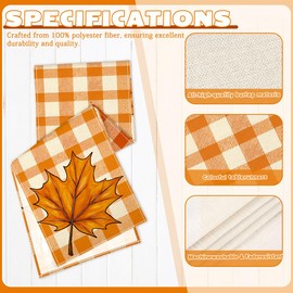 Fall Table Runner Maple Leaves Buffalo Plaid Autumn Thanksgiving Table Decorations for Fall Kitchen Dinner Party Farmhouse 13 x 72 Inch