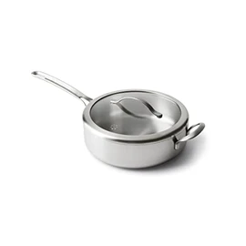 GreenPan X Food 52 Five-Two Essentials, Tri-Ply Stainless Steel 4QT Everyday Saute Pan with Lid, PFAS-Free, Multi Clad, Induction, Dishwasher Safe, Oven Safe, Silver