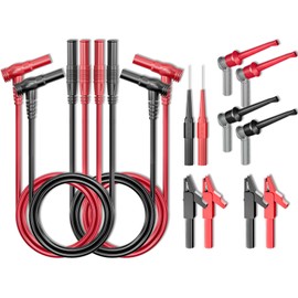 Goupchn Multimeter Test Leads Kit 14PCS Straight to Angle Banana Plug Test Leads with Test Hook Clips Alligator Clips Wire Piercing Probes for Electrical Testing