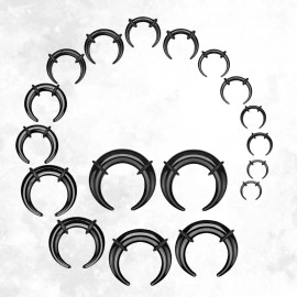 Luxe Modz 2Pk Buffalo Horn Horseshoes Black Acrylic C Shaped Septum Pincher Tapers Bull - 6 Gauge (4.0mm)