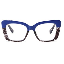 Long Keeper Blue Light Blocking Glasses Women Fashion Cat Eyes Frame Glasses Blue Light Computer Gaming Glasses (Blue Flower)