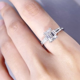 TIANYU GEMS Engagement Rings for Women, Sterling Silver GHI VVS Square Radiant Cut Moissanite Engagement Rings for Proposal Wedding Party Dress Costume Memorial Day, 7 UK, 18K Real Gold Plated,