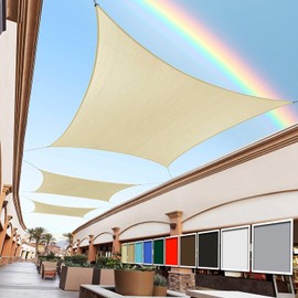 Royal Shade 16' x 16' Beige Square Sun Shade Sail Canopy Outdoor Patio Fabric Screen Awning RTAPS16 - UPF50+ 95% UV Blockage, Heavy Duty, Water & Air Permeable (We Make Custom Size)