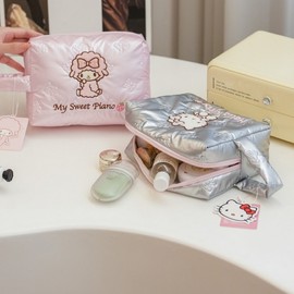 Cat Embroidery Clutch Cute Character Face Cosmetic Pouch NO.2 2ea