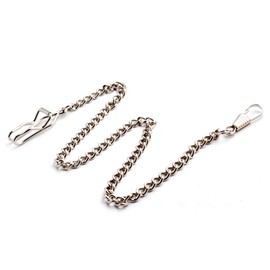 BOSHIYA Pocket Watch Chain Silver, 14 Inches, T Bar Albert Vest Chain