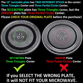 Jolaxy 12" Turntable Plate Replacement for Whirlpool Maytag Amana Microwaves, W11367904 Glass Cooking Tray with Three Triangles Center
