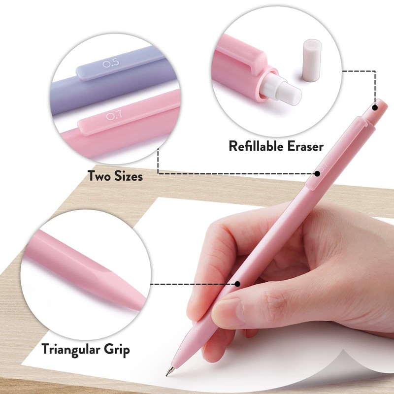 Four Candies Cute Mechanical Pencil Set, 6PCS Pastel Mechanical Pencils