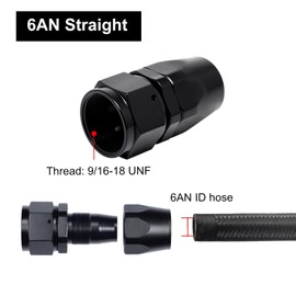 VehiMata 6AN Hose End Fitting Straight Swivel for CPE Braided Hose Black