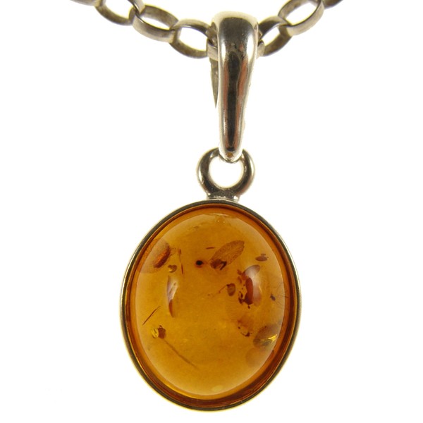 Baltic amber and sterling silver 925 cognac pendant (no chain)