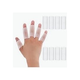 Skeerthy Gel Finger Sleeves Protectors, 16 Pieces Finger Cots Gel Finger Sleeve Protectors, Waterproof Finger Gloves Cushion Fingers Tube Protector for Basketball Arthritis Cracked Finger Pain