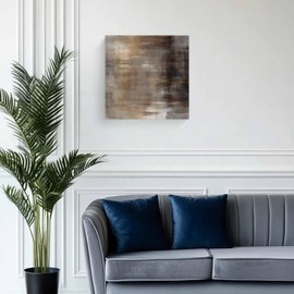 Canvas Wall Art Oil Painting Wall Decoration Brown Black Abstract Painting Framed Print Artwork for Living Room Modern Art Wall Pictures for Bedroom Office Bathroom Decor Ready to Hang 8x8in