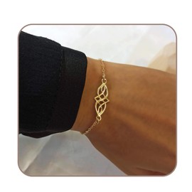 Tooliks - Gold Celtic Knot Bracelet - Designer Handmade Bracelet Length 6.5 inch + 1 inch Extender (gold)