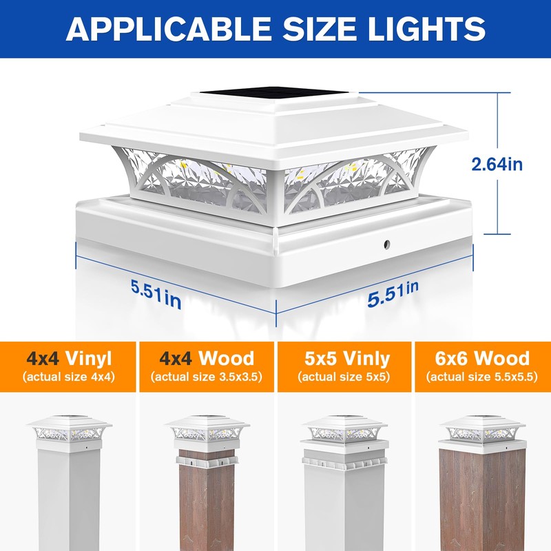 APONUO Solar Post Cap Lights 6 Pack - 4x4 5x5