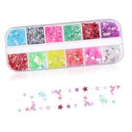 OHPHCALL 12 Color Box Nail Glitters Dazzling Highlighter Powder for Manicure Resin Crafts Embellishments Easy Apply Clean Perfect for Parties Festivals