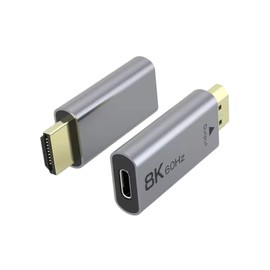 PremiumCord 8K USB-C to HDMI Adapter F/M, HDMI 2.1, UHD 8K 4320p 60Hz, 4K 2160p 144Hz, HDR10+, HDCP 2.3, 48 Gbps, Aluminium Housing, Space Grey