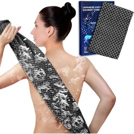 Toallas de baño exfoliantes, esponja exfoliante corporal japonesa premium, esponja de loofah mejorada rica en iones de plata y fibra de carbono, exfoliante para el rostro y el cuerpo con 2