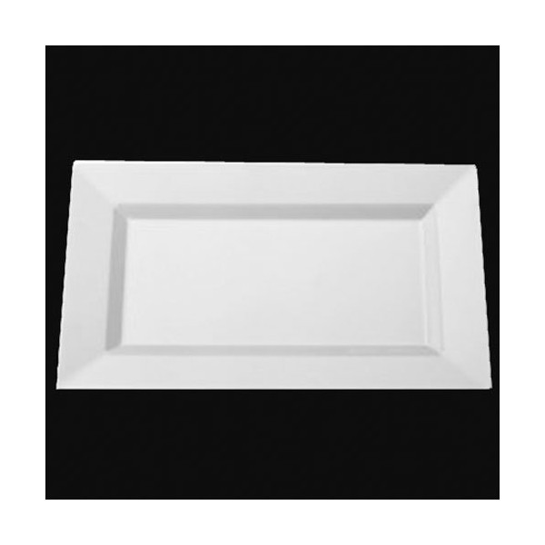 Exquisite 11.5 Inch. White Rectangular Premium Plastic Plates - 40 Count