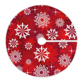 Christmas Tree Skirt White Shining Snowflakes Christmas Large Xmas Tree Skirts Decorative 120 CM Burlap Tree Mat Cover for Holiday Party