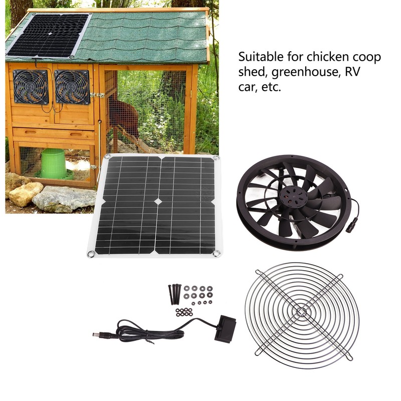 18V 12W Solar Exhaust Fan Kit Waterproof DC Brushless Round
