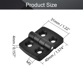 MroMax 10PCS Cabinet Gate Closet Door Hinge 1.57" x 1.22"(LxW) ABS Nylon Door Hinge Folding Hardware Heavy Duty Adjustable Self Closing Hinge Black