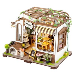 DIY Miniature House Kit, Miniature Dollhouse Kit, 3D Wooden Craft Model Kit with Furniture, Tiny House Model Kits, Tiny House Pet Shop, Ideal for Creating A Charming Scene - Kelly's Pet Shop
