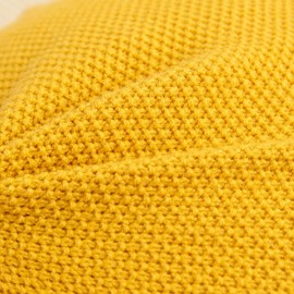 ATMOSURELY Boho Round Knitted Throw Pillow Yellow Accent Pillow with Tassel Knit Woven Cushion Pillow Home Decor for Bed Sofa Living Room 18 Inches (Yellow)