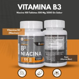 Vitamina B3 Niacina 100 Tabletas 500 Mg Nutricion 2000