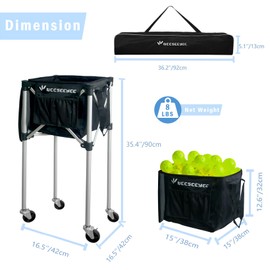 NEESEEYEE Pickleball Capacity Wheeled cart - Pickleball Storage Bag - Pickle Ball Equipment for Practice - Pickleball Training - Tennis Ball Hopper - Tennis Ball Caddy-with Water Bottle Holder